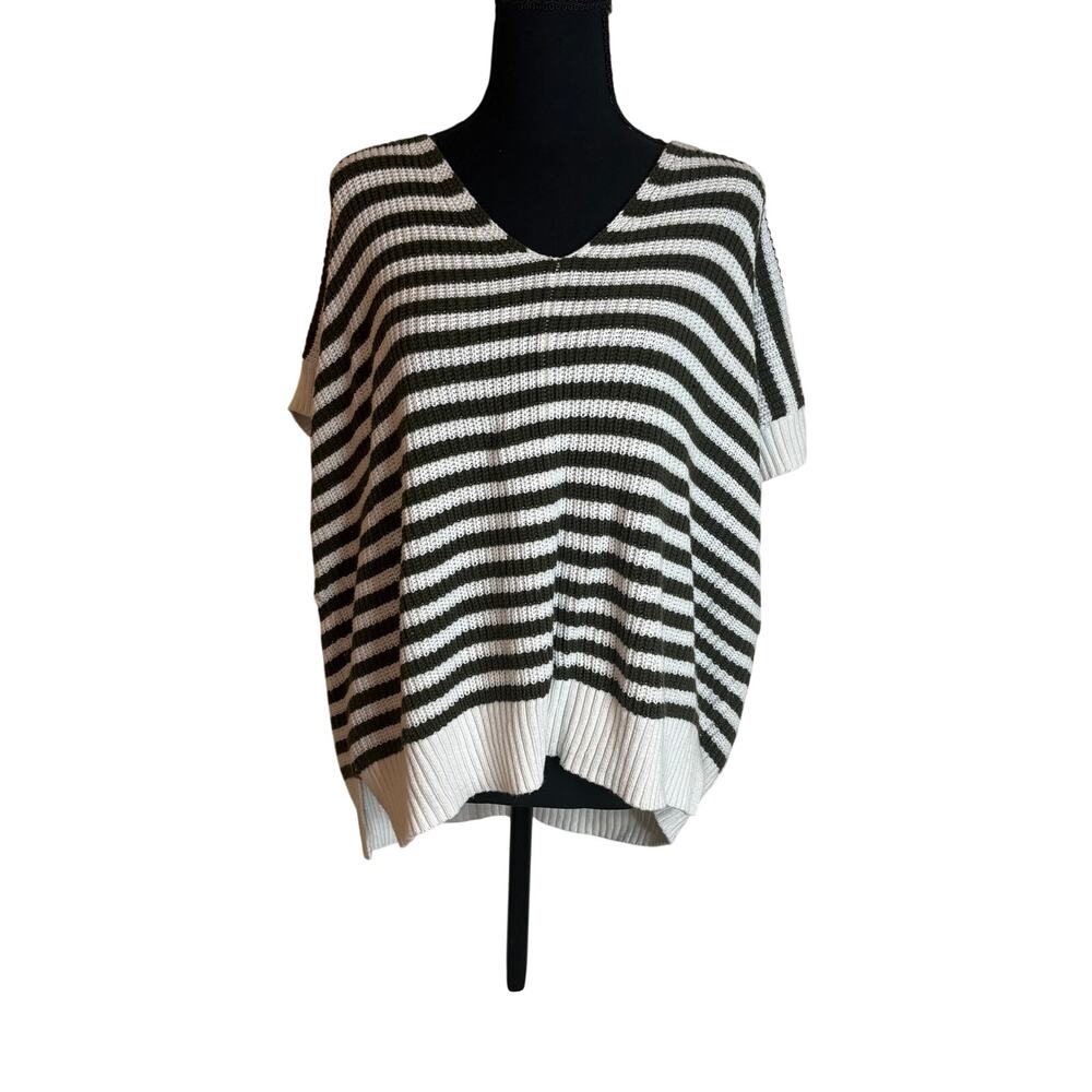 LOFT Medium Striped Boxy Knit Sweater Top